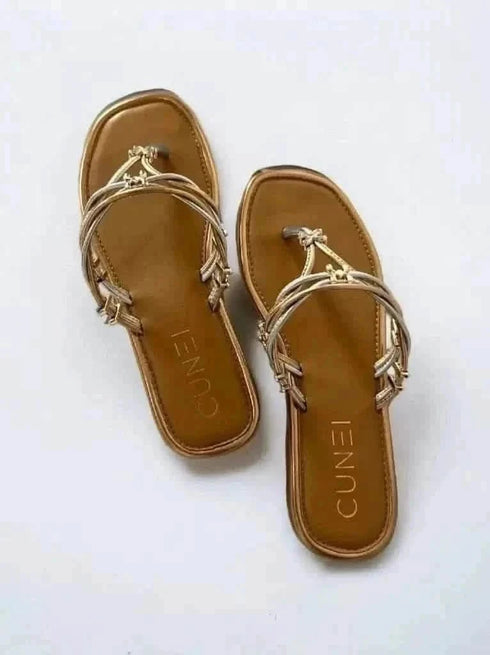 Womens Golden Silver Metallic Flats